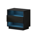 Halifax LED High Gloss Bedside Table Side Table RGB LED Nightstand High Gloss - Black
