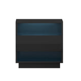 Halifax LED High Gloss Bedside Table Side Table RGB LED Nightstand High Gloss - Black