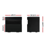 Pictou LED High Gloss Bedside Table Side Table RGB LED High Gloss Nightstand - Black