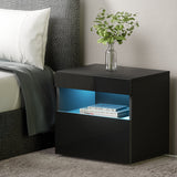 Pictou LED High Gloss Bedside Table Side Table RGB LED High Gloss Nightstand - Black