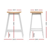 Set of 2 Dundee Wooden Bar Stools Bar Stool Dining Chairs Kitchen Barstools - Pine & White