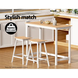 Set of 2 Dundee Wooden Bar Stools Bar Stool Dining Chairs Kitchen Barstools - Pine & White