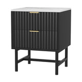 Montreal Bedside Table with 2 Drawers - Black