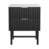 Montreal Bedside Table with 2 Drawers - Black