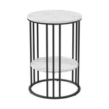 Ithuriel Coffee Table 2-Tier Round Marble Effect - White