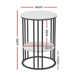 Ithuriel Coffee Table 2-Tier Round Marble Effect - White