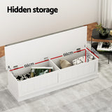 Storage Ottoman Blanket Box 140cm Fluted - White