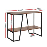 Metal 106cm 2-tier Console Table - Walnut