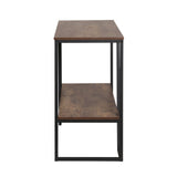 Metal 106cm 2-tier Console Table - Walnut