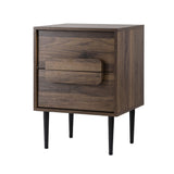 Shawn Wooden Bedside Table with 2 Drawers - Walnut