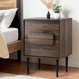 Shawn Wooden Bedside Table with 2 Drawers - Walnut