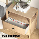 Timmins Wooden Bedside Table with 2 Drawers - Pine
