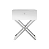 Surrey Mirrored Bedside Table Side End Table Drawers Nightstand Bedroom - Silver