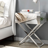 Surrey Mirrored Bedside Table Side End Table Drawers Nightstand Bedroom - Silver