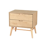 Dauphin Wooden Bedside Table Side End Table Nightstand Legs Bedroom Storage with 2 Drawers - Wood