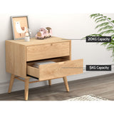 Dauphin Wooden Bedside Table Side End Table Nightstand Legs Bedroom Storage with 2 Drawers - Wood
