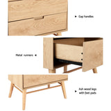 Dauphin Wooden Bedside Table Side End Table Nightstand Legs Bedroom Storage with 2 Drawers - Wood