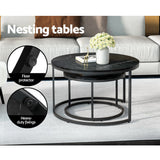 Iphiclus Set of 2 Coffee Table Nesting Marble Effect - Black