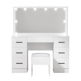 Dressing Table Set Stool 10 LED Bulbs - White