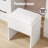 Dressing Table Set Stool 10 LED Bulbs - White