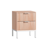 Brantford Wooden Bedside Table Shelf Drawers Nightstand Storage Bedroom with 2 Drawers - Brown