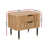 Vancouver Wooden Bedside Table with 2 Drawers - Pine