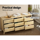 Artiss 9 Chest of Drawers Tallboy Cabinet - Pine
