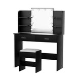 Dressing Table LED Makeup Mirror Stool Set 10 Bulbs Vanity Desk Black