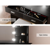 Dressing Table LED Makeup Mirror Stool Set 10 Bulbs Vanity Desk Black