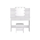 Dressing Table LED Makeup Mirror Stool Set 10 Bulbs Vanity Desk White