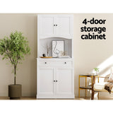 Cyprian Wooden Buffet Sideboard Cabinet Cupboard Pantry Storage Shelves Hutch - White