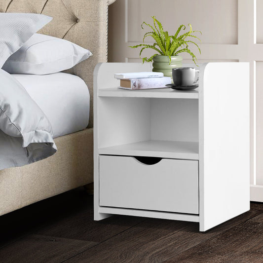 Baddeck Wooden Bedside Table - White