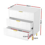 Artiss 3 Chest of Drawers Lowboy Cabinet - White