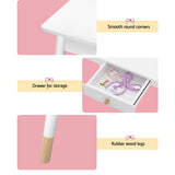 Kids Dressing Table Chair Set Vanity Makeup Wooden Leg Mirror Drawer