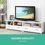 Larsen 180cm TV Stand Entertainment Unit with Drawers - White - White