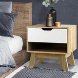 Chatham Wooden Bedside Table Nightstand Shelf Cabinet Storage Lamp Side Wooden - White & Wood