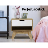 Chatham Wooden Bedside Table Nightstand Shelf Cabinet Storage Lamp Side Wooden - White & Wood