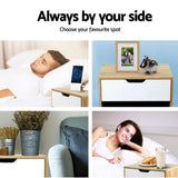 Chatham Wooden Bedside Table Nightstand Shelf Cabinet Storage Lamp Side Wooden - White & Wood