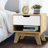 Chatham Wooden Bedside Table Nightstand Shelf Cabinet Storage Lamp Side Wooden - White & Wood