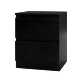 Kenora Wooden Bedside Table Side Table Bedroom Furniture Nightstand Lamp with 2 Drawers - Black