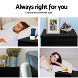 Kenora Wooden Bedside Table Side Table Bedroom Furniture Nightstand Lamp with 2 Drawers - Black