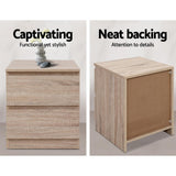 Kenora Wooden Bedside Table Side Table Bedroom Furniture Nightstand Wood Lamp with 2 Drawers - Wood