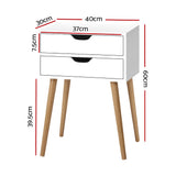 Oshawa Particle Board Bedside Table Side Table Nightstand Wood Storage Cabinet with 2 Drawers - White