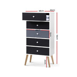 Artiss 5 Chest of Drawers - White & Black