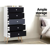 Artiss 5 Chest of Drawers - White & Black