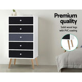 Artiss 5 Chest of Drawers - White & Black