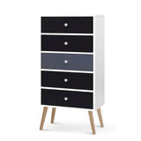 Artiss 5 Chest of Drawers - White & Black