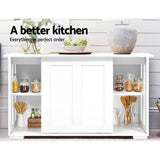 Sylas Wooden Buffet Sideboard Sliding Doors - White