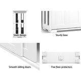 Sylas Wooden Buffet Sideboard Sliding Doors - White