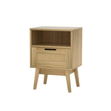 Simcoe Wood Rattan Bedside Table Rattan Side Table Nightstand Storage Cabinet - Wood